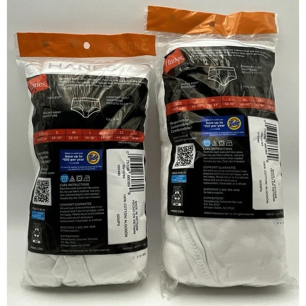 Hanes Mens Briefs - Size Large - Tagless 2 Packs Of 3